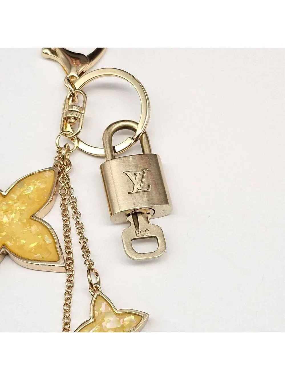 LV Gold Padlock & Key 🔒 Authentic Louis Vuitton Bag Unbranded Flower Charm